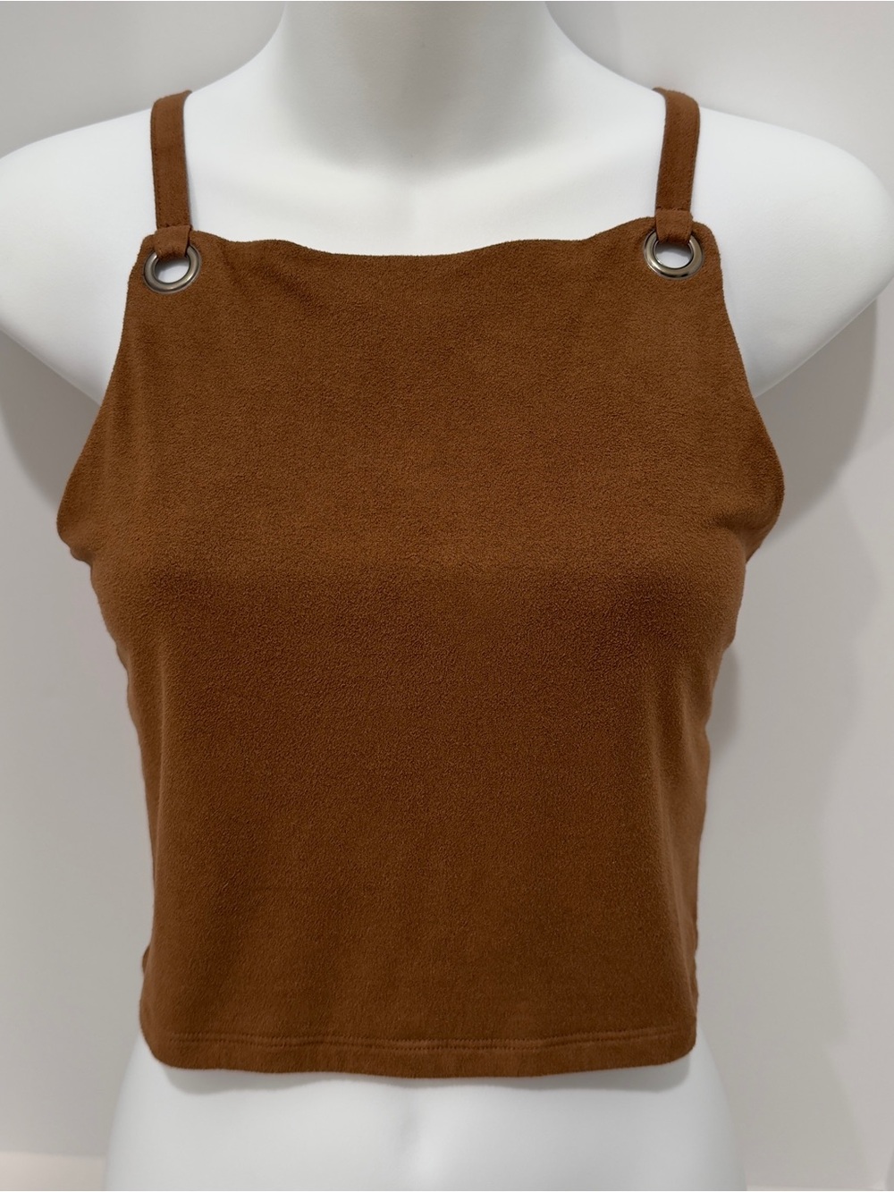 Supré Brown Faux Suede Grommet Crop Tank Top- Size Small